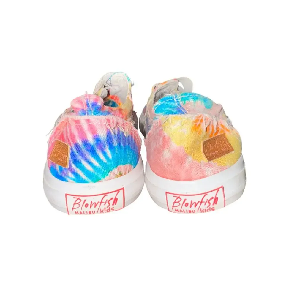 Blowfish Malibu Kids Marlo Slip On Sneaker Size 4 Rainbow Tie Dye Canvas Shoes